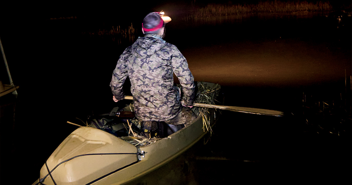 Pete Klimek paddles through the marsh. Photo by Peter Frank Edwards