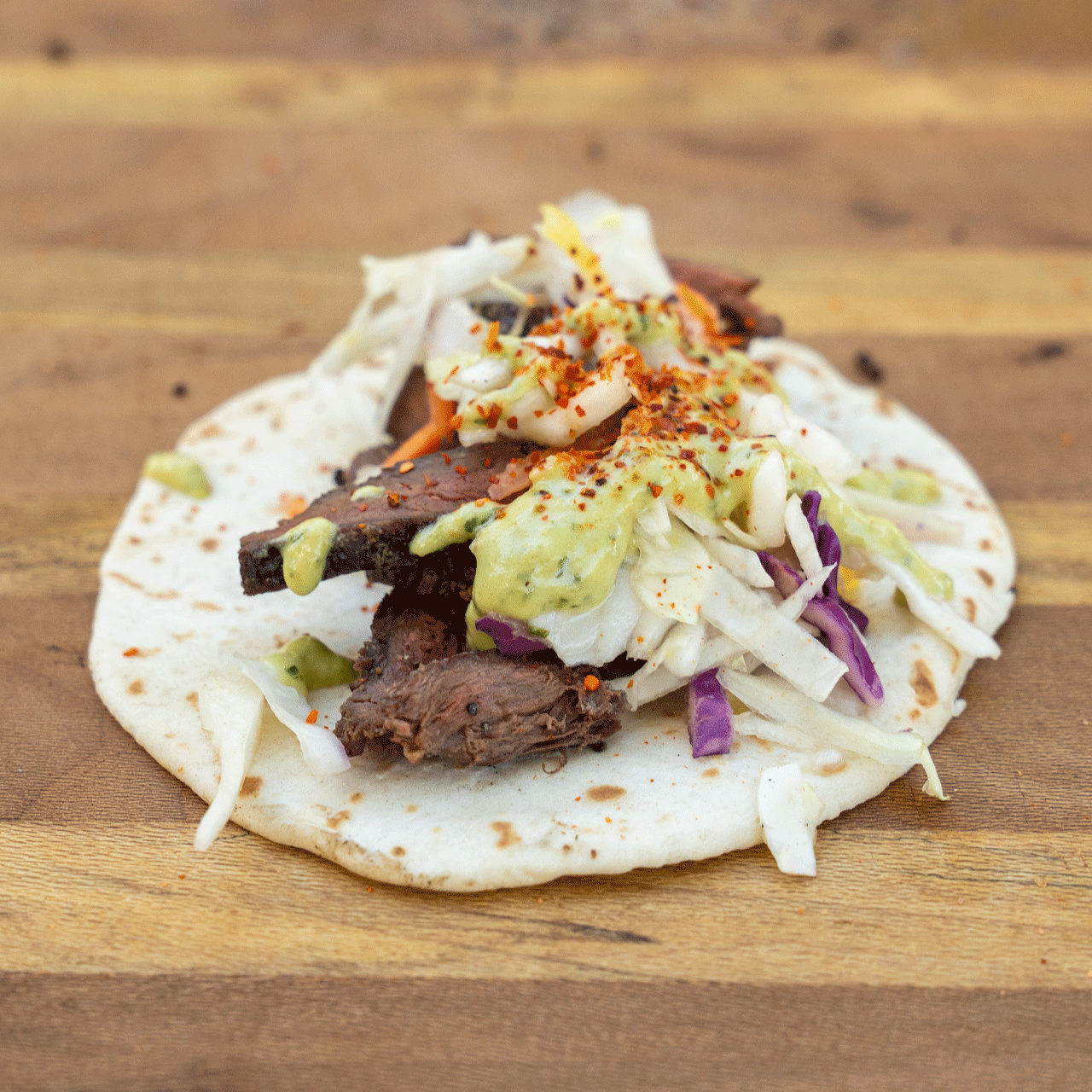 Duck Tacos with Lime-Pineapple Slaw & Green Sauce